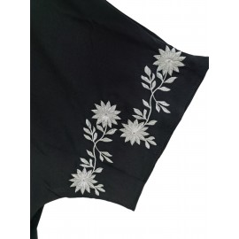 1pc Middle Eastern-Inspired Embroidered Scarf-Style Abaya Cardigan for Women - Solid Color Long Sleeve Loose Fit Breathable All-Season Versatile Muslim Bayan Elbiseleri