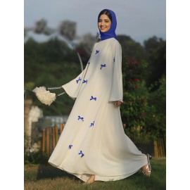 [Butterfly Bow Abayas Set] Elegant Butterfly Bow Abayas Set - Long Robe Dress and Headscarf