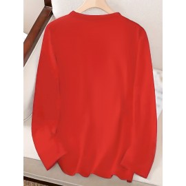 Women's Western Cowboy Graphic Long Sleeve Top - Vintage HOWDY Print with Hat & Bandana Design, Soft Grey All-Season Casual Shirt, Machine Washable Round Neck Women's Clothing, Seasonal Fashion, Comfortable Fit