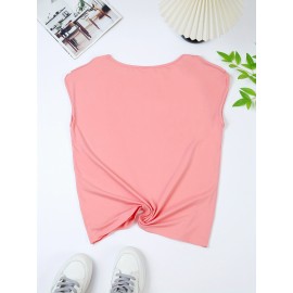 [Disney Coral Pink T-Shirt] Disney Women's Coral Pink Sleeveless T-Shirt | Magical Castle & Stars Print, Round Neck Summer Top, Lightweight Polyester Blend, Perfect for Disneyland or Disney-Themed Outfits