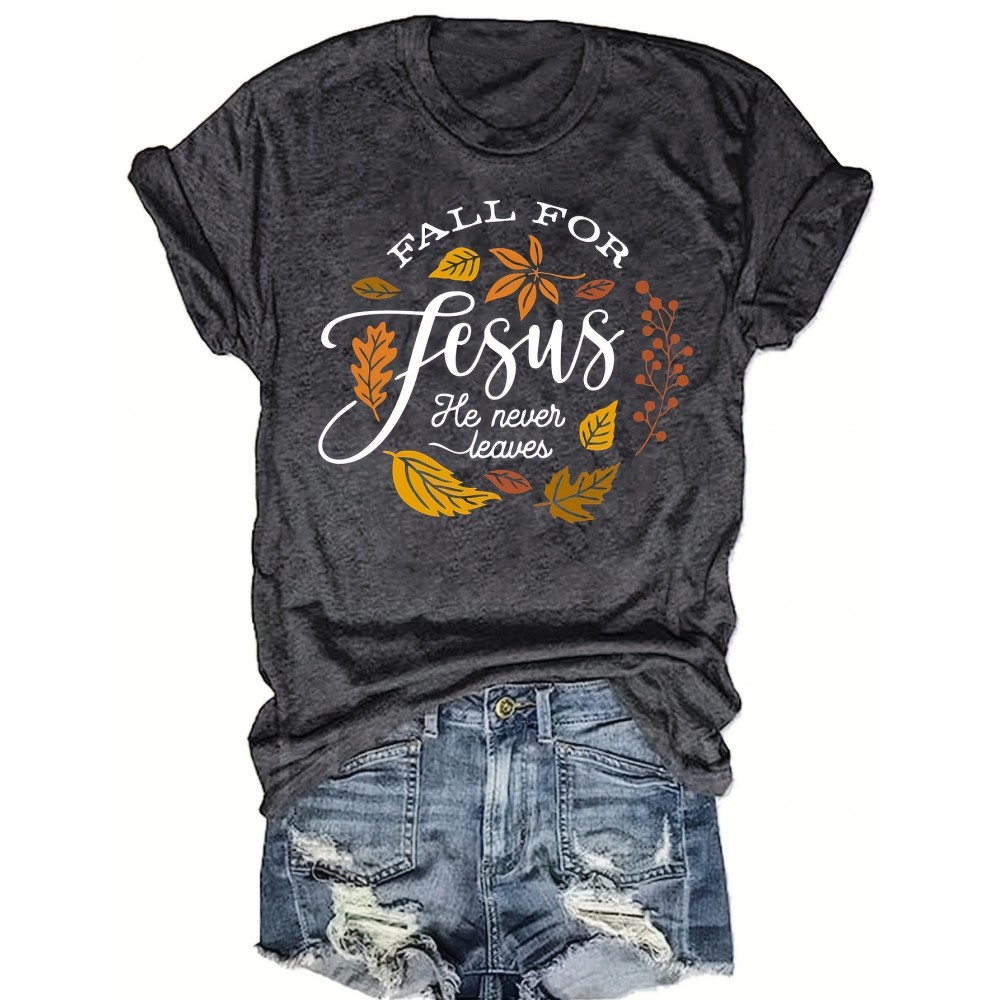 Women's Casual Round Neck Printed Short Sleeve T-Shirt