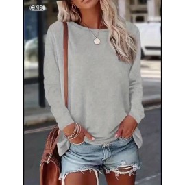 Women's Black Music Note Graphic Print Long Sleeve T-Shirt - Soft Stretch Polyester Crew Neck Casual Top with 