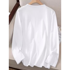 [Wolf Graphic Print Crew Neck Tee] 1pc Casual Wolf Graphic Print Long Sleeve Crew Neck T-Shirt - Polyester Top with Slight Stretch - Animal Pattern Pullover for All Seasons