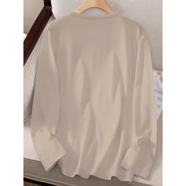 [Wolf Graphic Print Crew Neck Tee] 1pc Casual Wolf Graphic Print Long Sleeve Crew Neck T-Shirt - Polyester Top with Slight Stretch - Animal Pattern Pullover for All Seasons