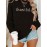 [Thankful Print Sweatshirt] Women's Casual Thankful Print Sweatshirt - 100% Polyester Knit Crew Neck Long Sleeve Top For Fall/Winter - Soft, Machine Washable, Plus Size Comfort Wear
