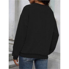 Women'S Tiana Graphic Sweatshirt - Green Casual Crew Neck with 