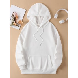 Women's Cozy Cartoon Print Hoodie - Casual Drawstring Pullover with Kangaroo Pocket, Perfect for Fall & Winter