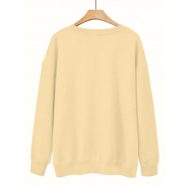 Women'S Plus Size Cartoon Squirrel Graphic Sweatshirt - Casual Long Sleeve Crew Neck, Machine Washable Polyester, Fall/Winter Sportswear with Funny Squirrel Applique Design