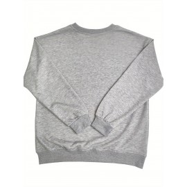 Women'S Plus Size Cartoon Squirrel Graphic Sweatshirt - Casual Long Sleeve Crew Neck, Machine Washable Polyester, Fall/Winter Sportswear with Funny Squirrel Applique Design