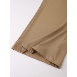 Elegant High Neck Sleeveless Waistcoat & Wide-Leg Pants Set - Chic Spring/Summer Outfit, Solid Color, Regular Fit, Perfect for Casual Or Formal Occasions, Casual Chic Outfit | High Neck Waistcoat | Belted Waistcoat, Ladies Pant Sets