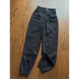 [Elegant Beige Top & Pants Set] Elegant Beige Sleeveless Top & Button-Pants Set - Chic V-Neck Ruffled Detail Shirt with High-Waisted Wide-Leg Pants, Casual or Office Wear